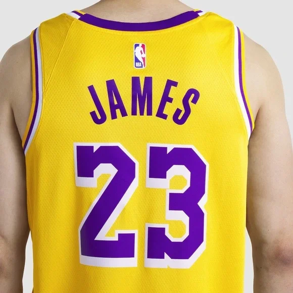 Nike Men's Los Angeles Lakers LeBron James Icon Edition Swingman Jersey Gold 23 - Picture 3 of 6